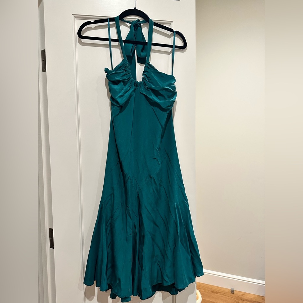 Ted Baker silk green halter neck dress
